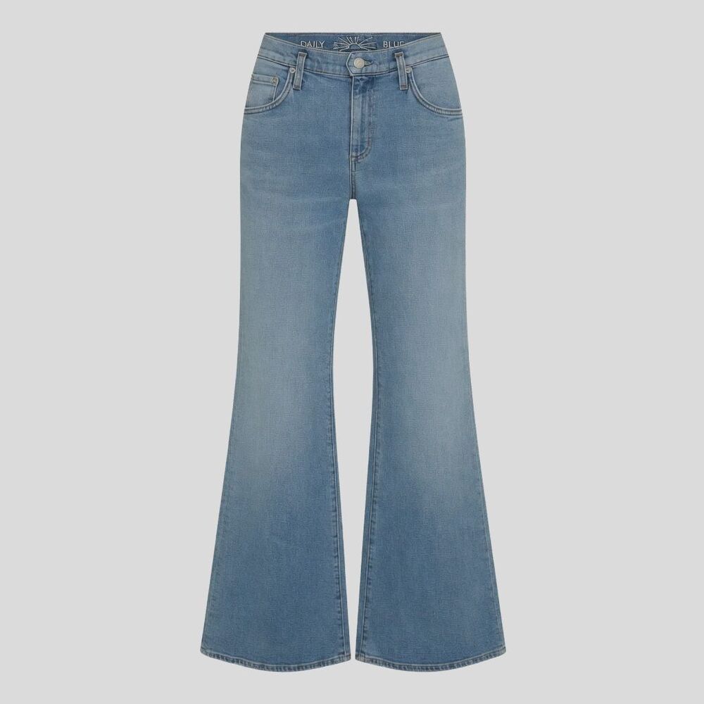 Daily Blue Peace In Typhoon Jeans Womens Sz 29 Made USA Flare Wide Leg AG NWOT